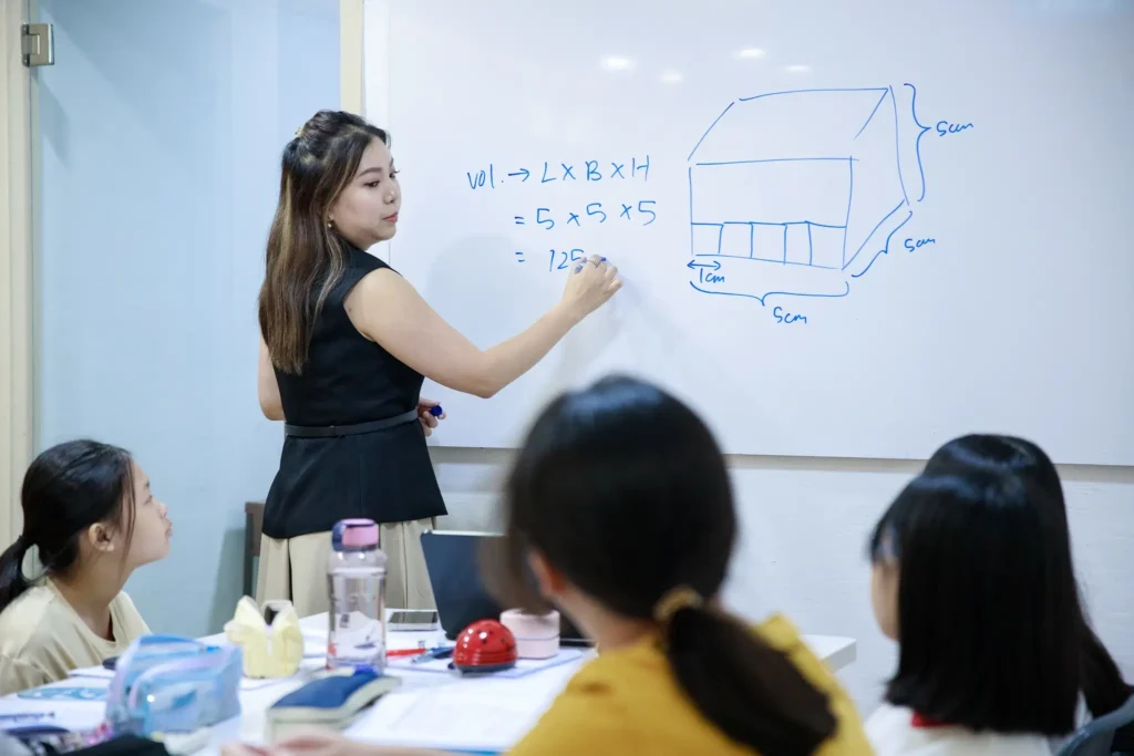Students are studying at a tuition centre