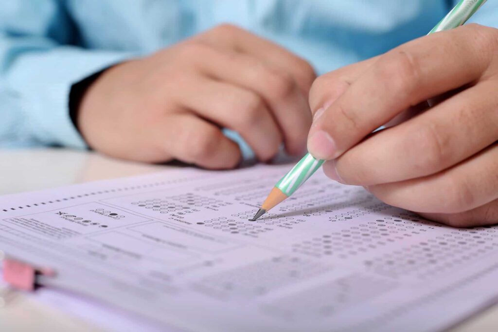 a student is taking an exam